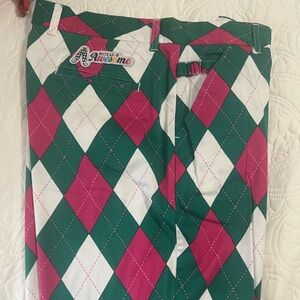 Men's Argyle Golf Shorts - Green and Pink